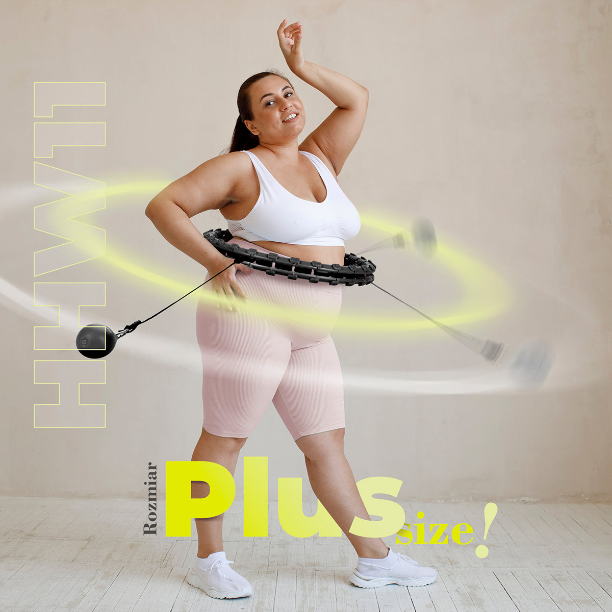 Plus size hula hop black z wypustkami i obciążnikiem HHW11 Hms