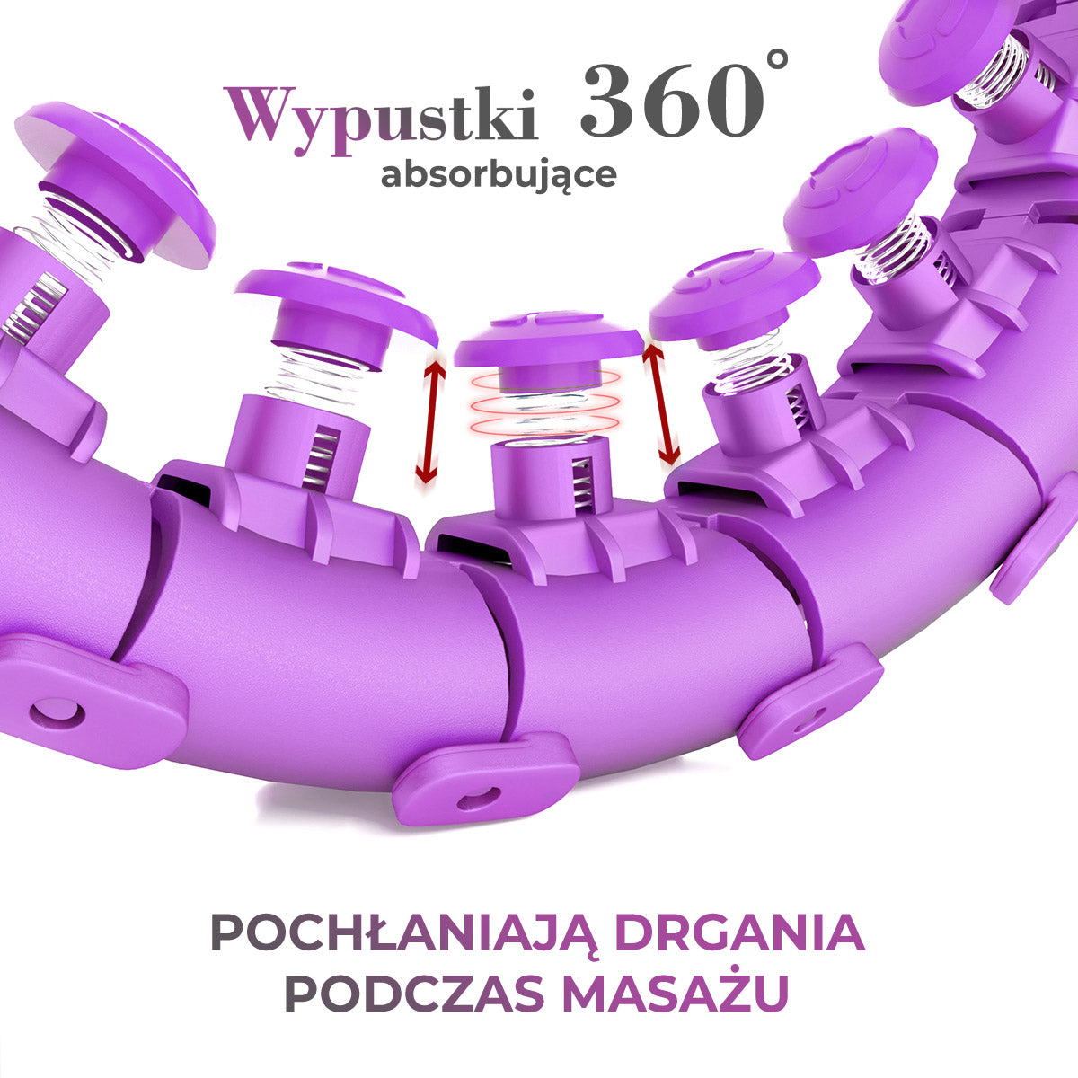 Zestaw hula hop hhw12 violet z wypustkami i obciążnikiem + pas br163 black plus size Hms