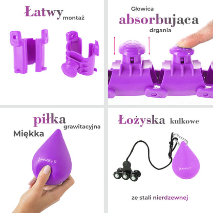 Zestaw hula hop hhw12 violet z wypustkami i obciążnikiem + pas br163 black plus size Hms