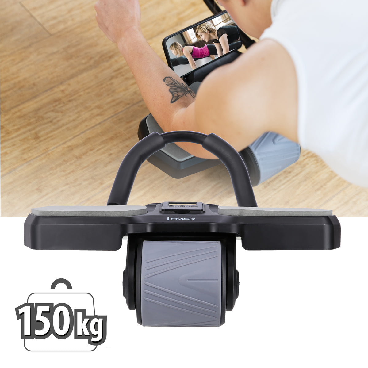Black kółko abs automatyczne koło do ćwiczeń mięśni brzucha z podparciem KA10 Hms