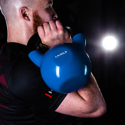 Blue kettlebell żeliwny pokryty winylem KNV04 Hms
