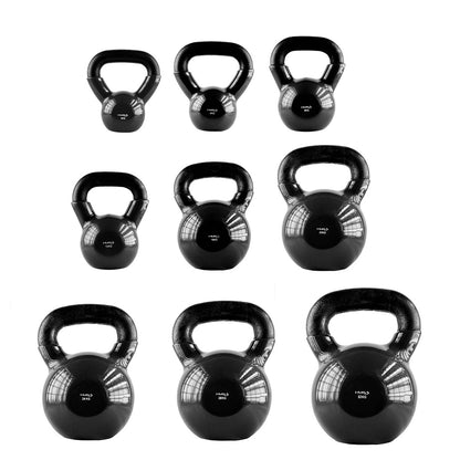 Black kettlebell żeliwny pokryty winylem KNV06 Hms