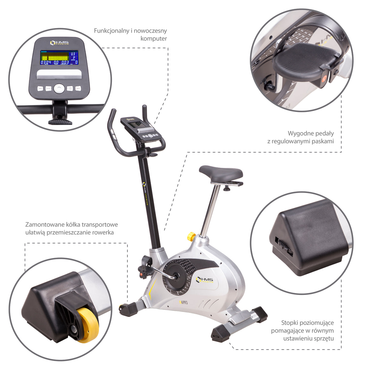 Rower stacjonarny magnetyczny programowany M6993 Hms Premium