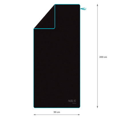 Czarny ręcznik z mikrofibry 200x90 cm NAR13 Nils Aqua