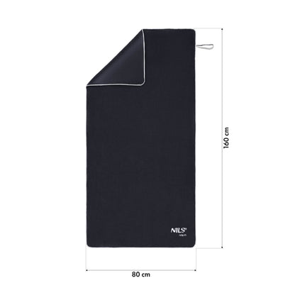 Ręcznik z mikrofibry frotte czarny 160x80cm NAR14 Nils Aqua