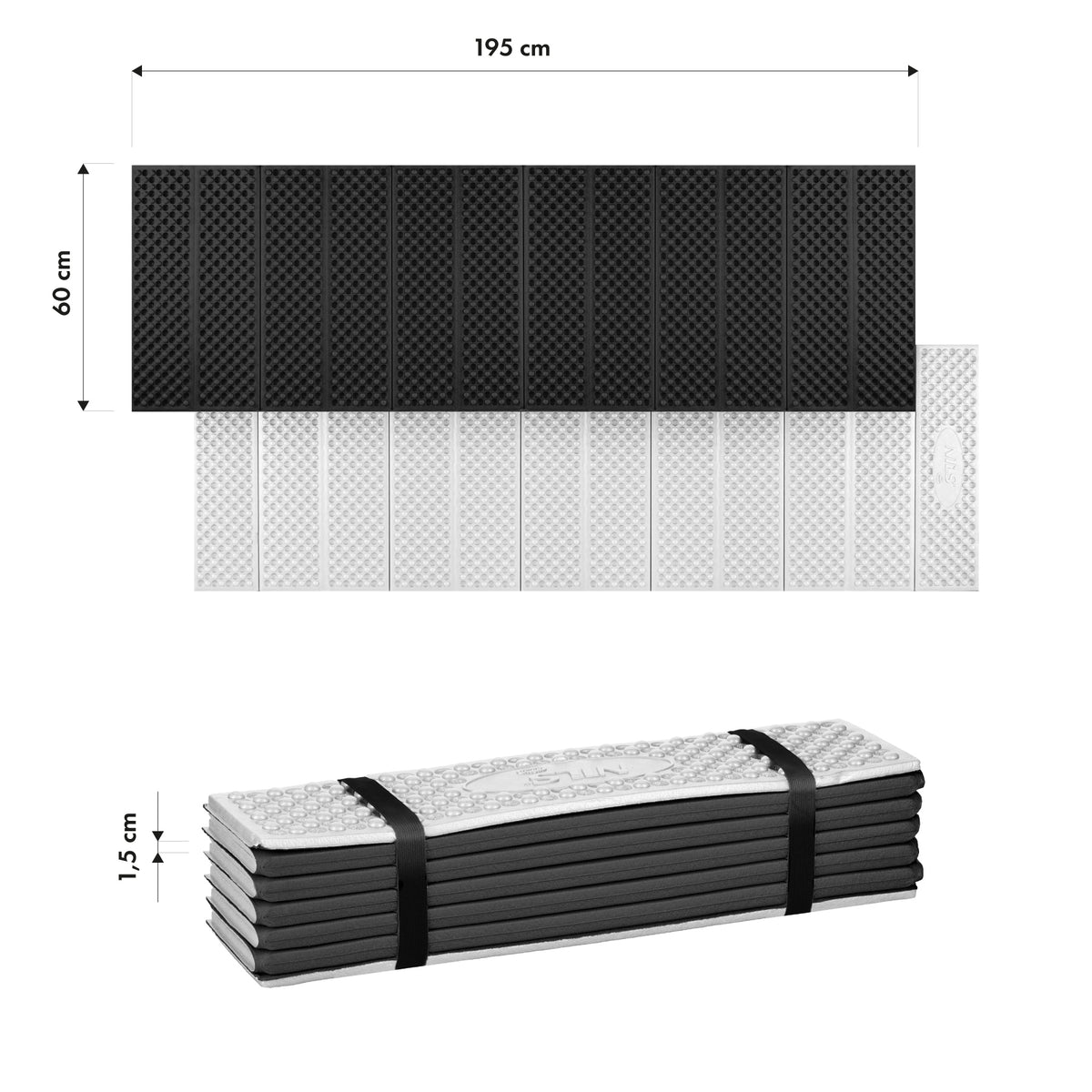 Karimata składana turystyczna z podbiciem aluminiowym + xpe 195 cm czarna NC17103 Nils Camp