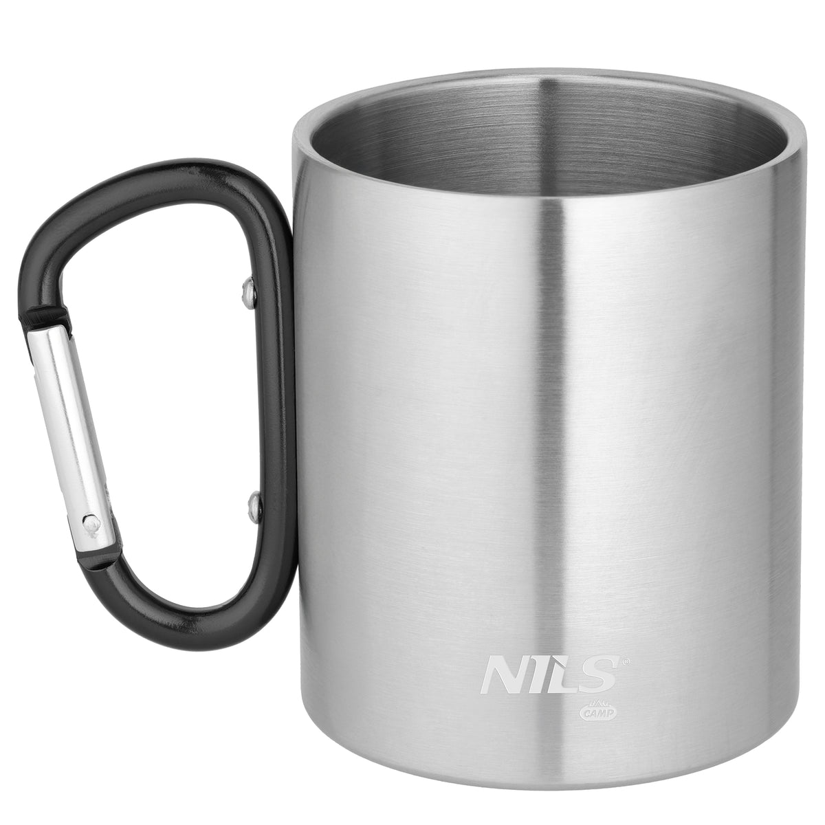 Kubek kempingowy z karabińczykiem 300 ml stal nierdzewna czarny NC17110 Nils Camp