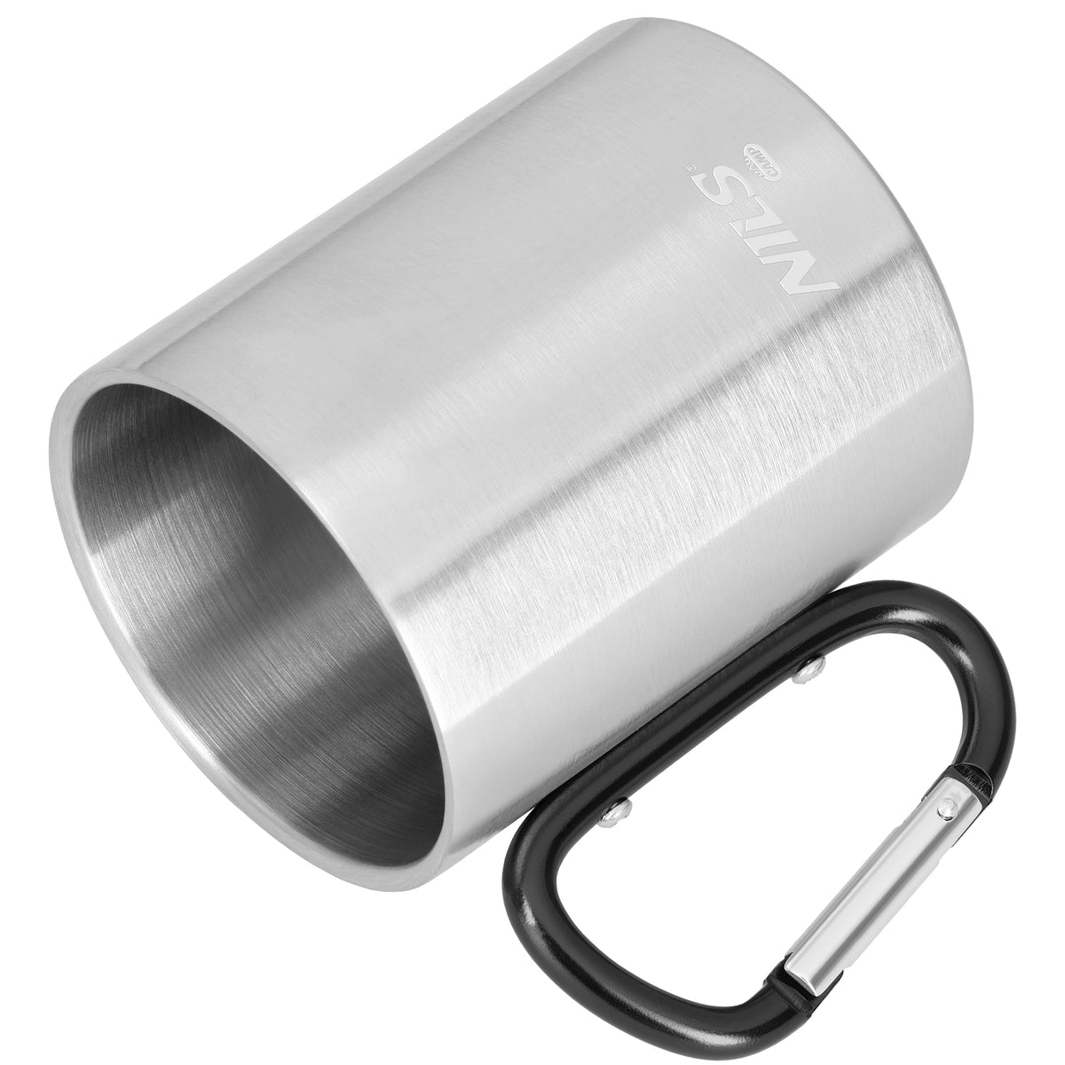 Kubek kempingowy z karabińczykiem 300 ml stal nierdzewna czarny NC17110 Nils Camp