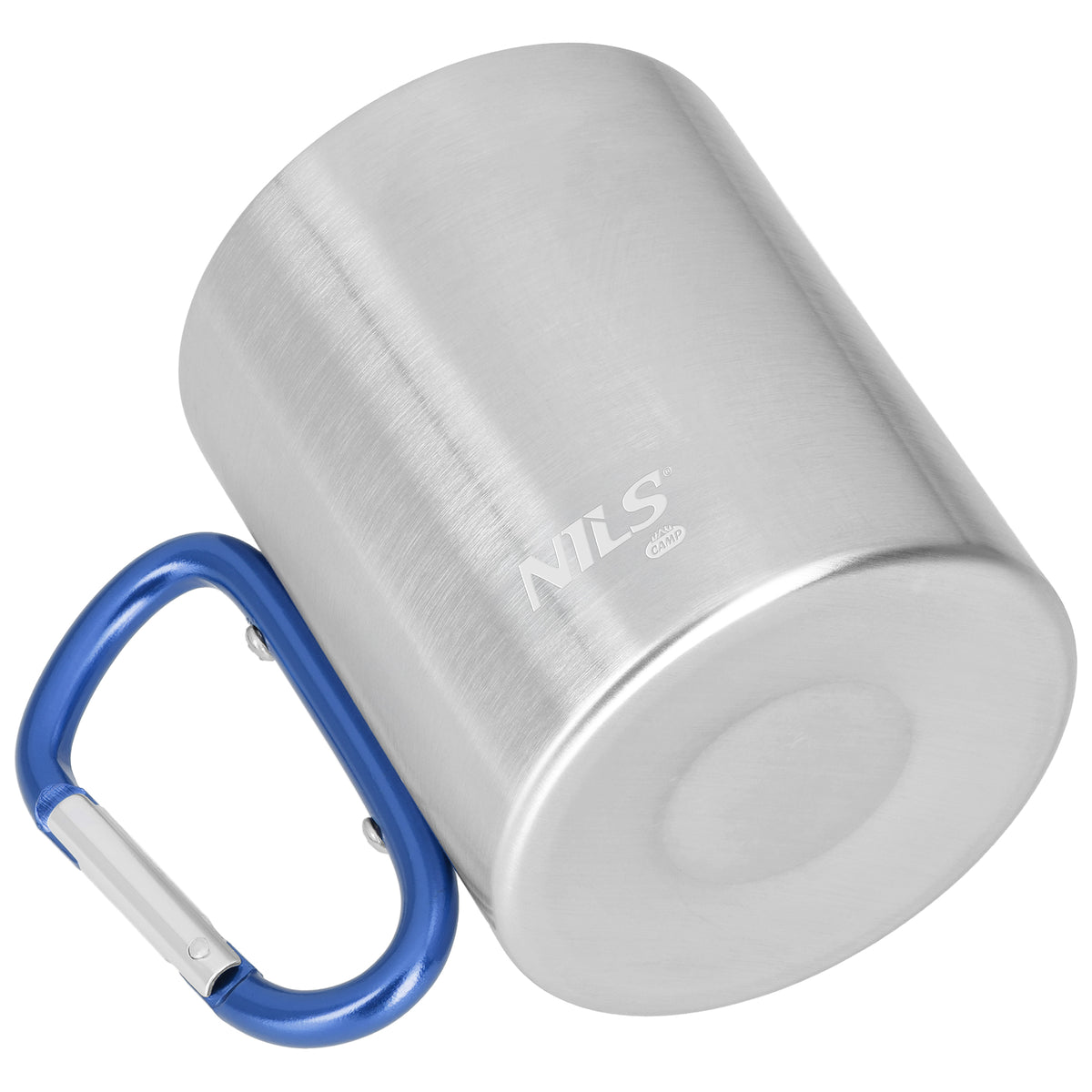 Kubek kempingowy z karabińczykiem 300 ml stal nierdzewna niebieski NC17110 Nils Camp