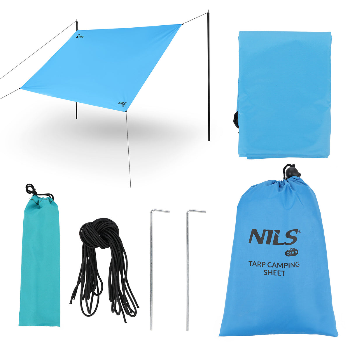 Tarp płachta biwakowa kempingowa 230x140 cm niebieski NC17111 Nils Camp