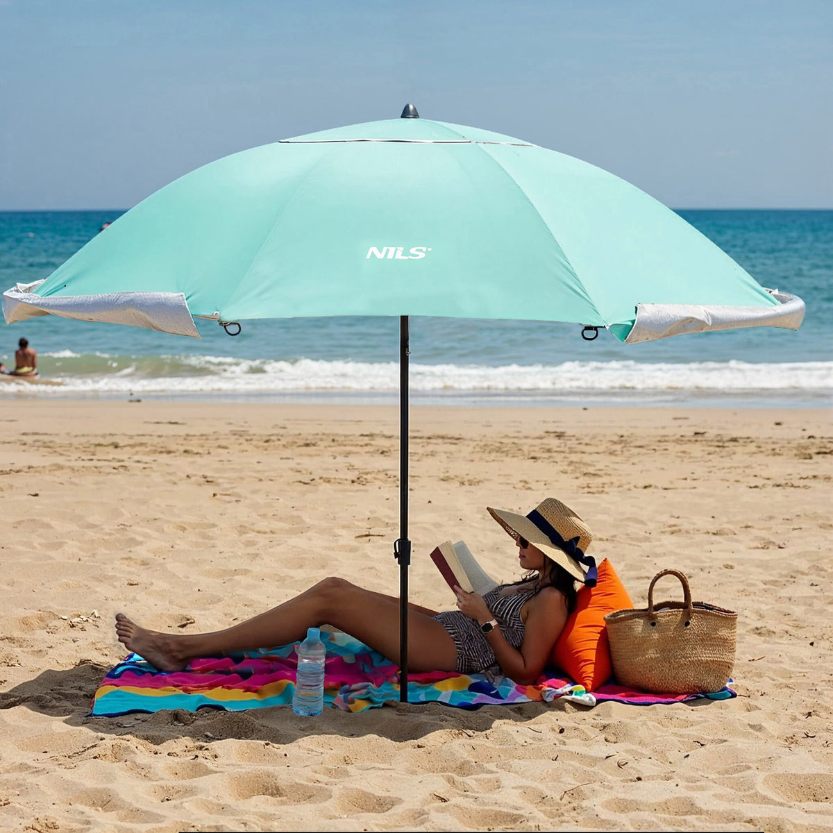 Parasol/parawan plażowy 2w1 xxl 240 cm zielony NC17114 Nils