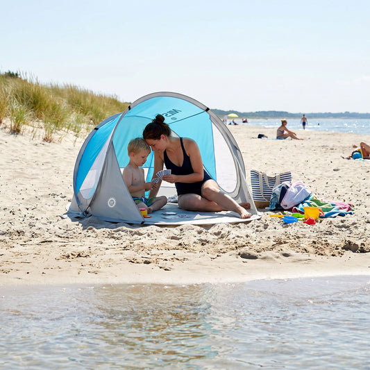 Niebieski namiot plażowy samorozkładający podłoga NC3143 Nils
