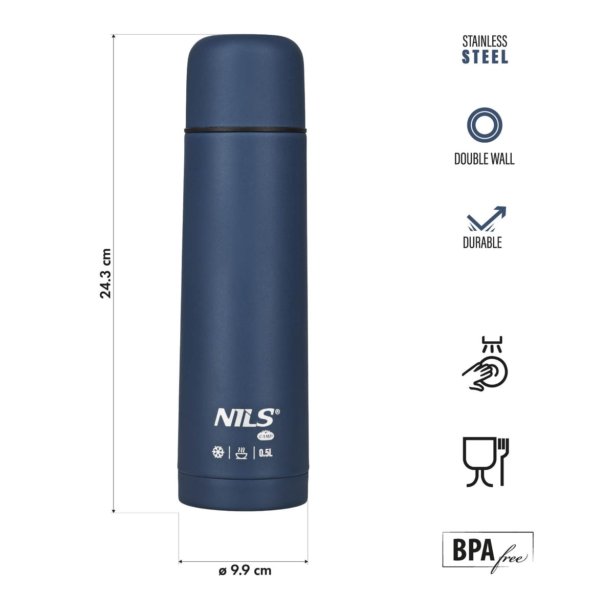 Termos turystyczny 500 ml niebieski NC3803 Nils Camp
