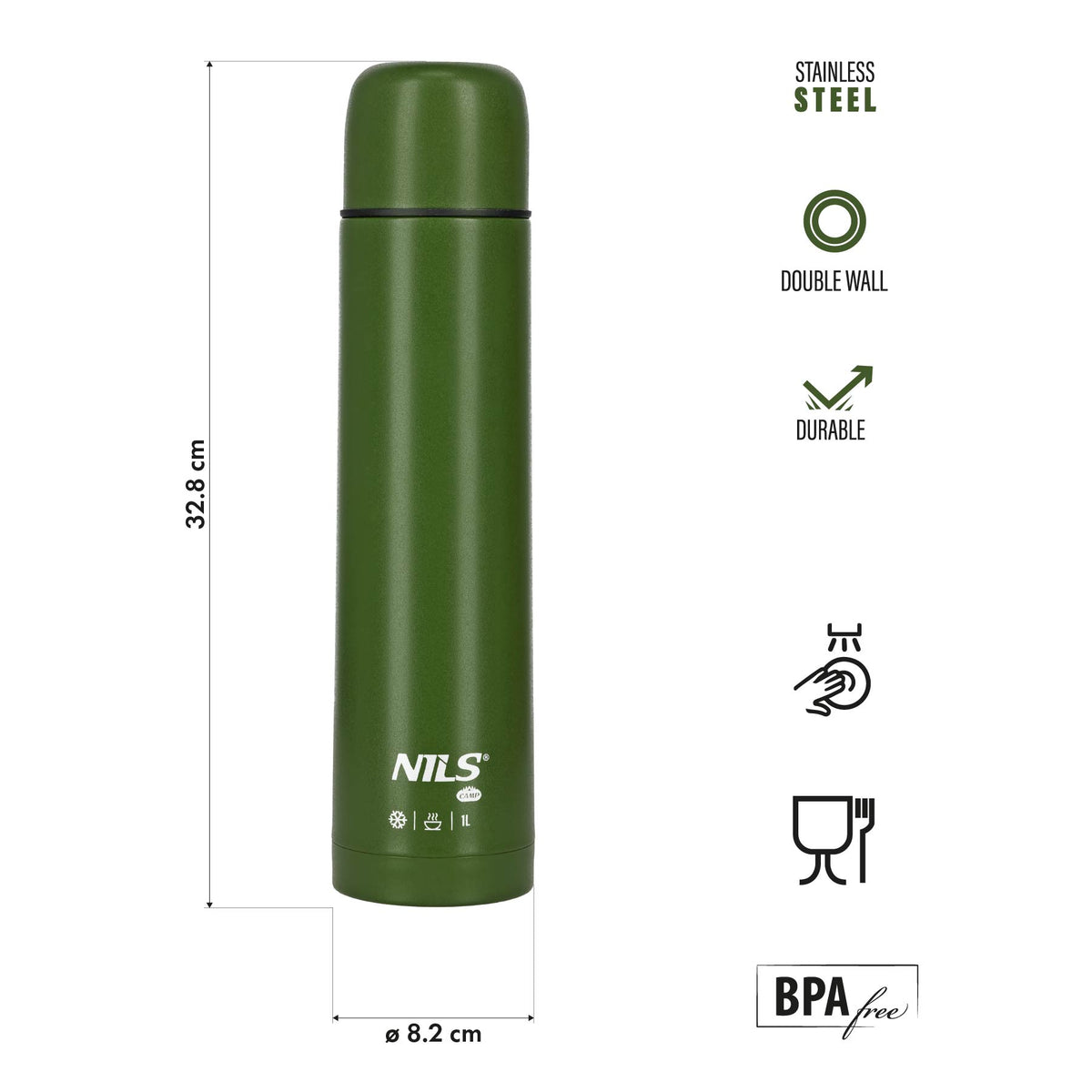 Termos turystyczny 1000 ml zielony NC3804 Nils Camp