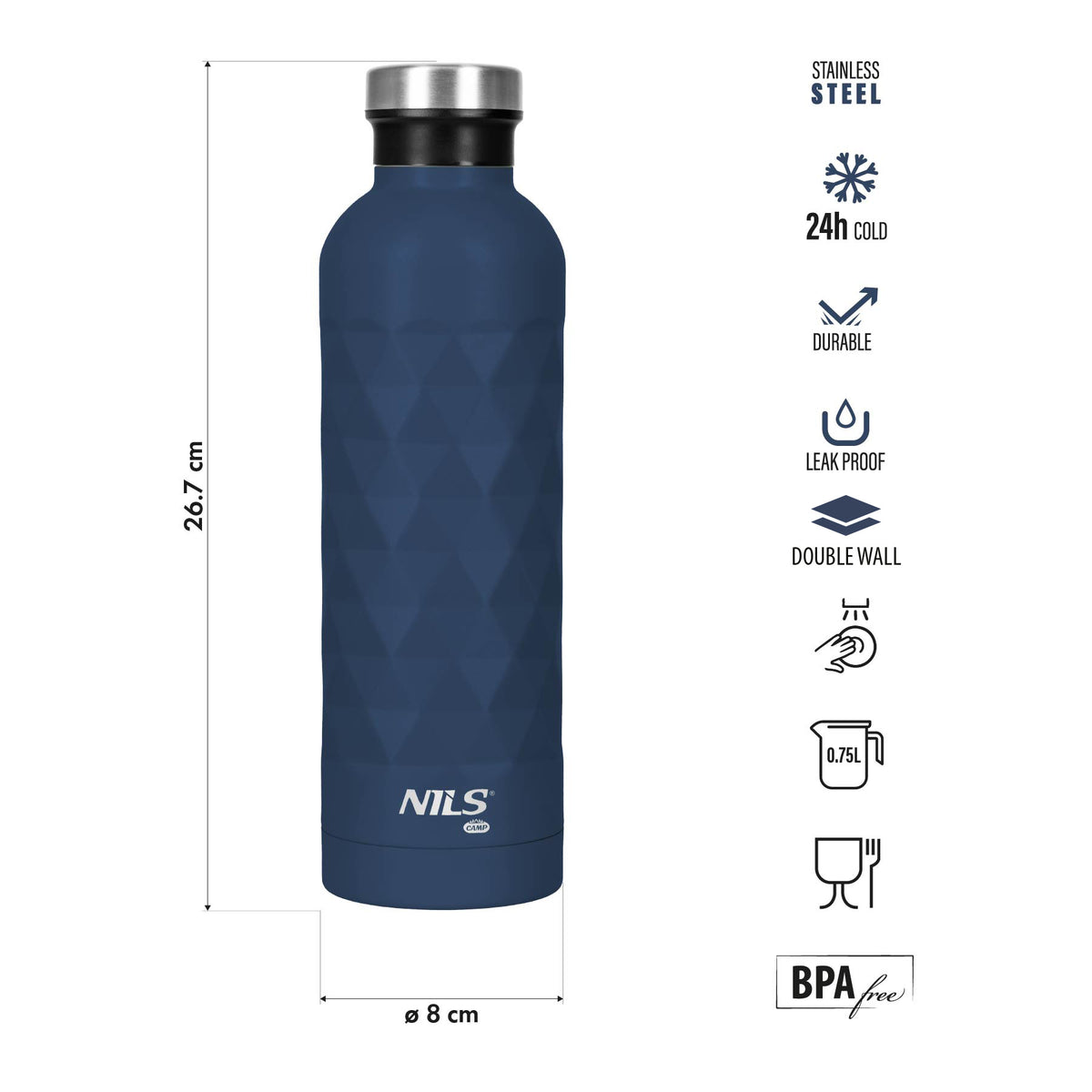 Butelka turystyczna 750ml niebieska NC3805 Nils Camp