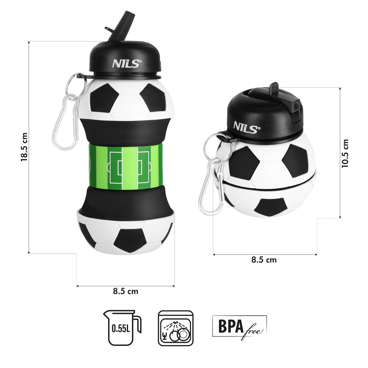 Butelka sportowa składana 550ml football NC4104 Nils