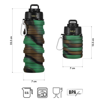 Bidon silikonowy składany 500ml zielony NC4106 Nils