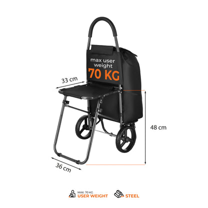 Wózek na zakupy z siedziskiem 40l czarny nils NC4303 Nils Camp