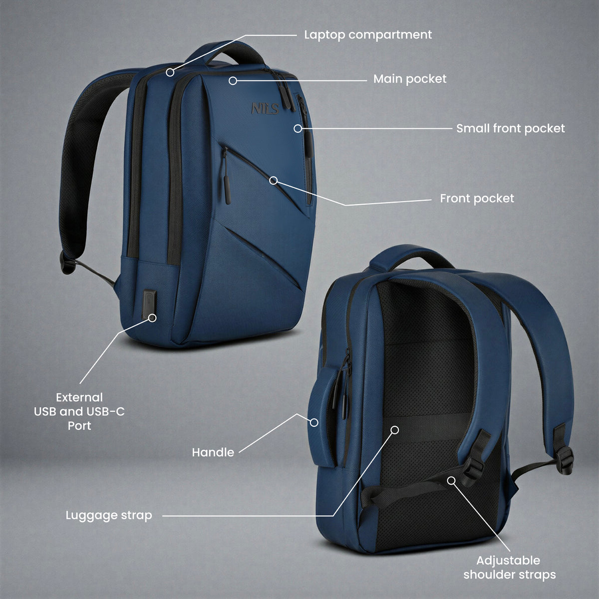 Plecak na laptop z usb niebieski nils NC4502 Nils Camp