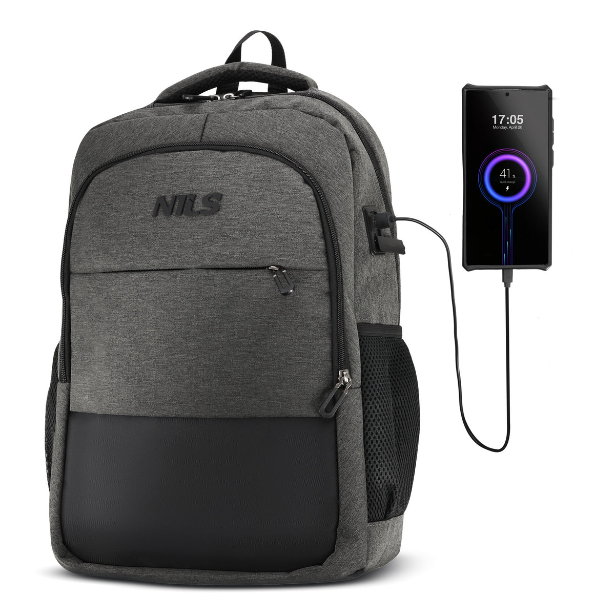 Plecak miejski z usb szary nils NC4503 Nils Camp
