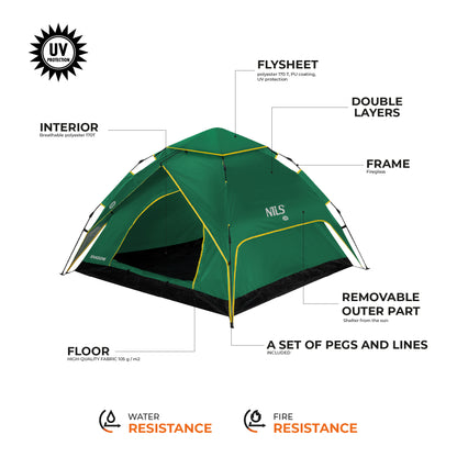 Zielony namiot shadow 2 NC4801 Nils Camp