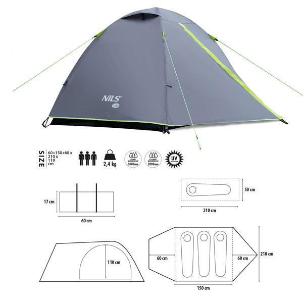 Namiot kempingowy szary explorer NC6004 Nils Camp