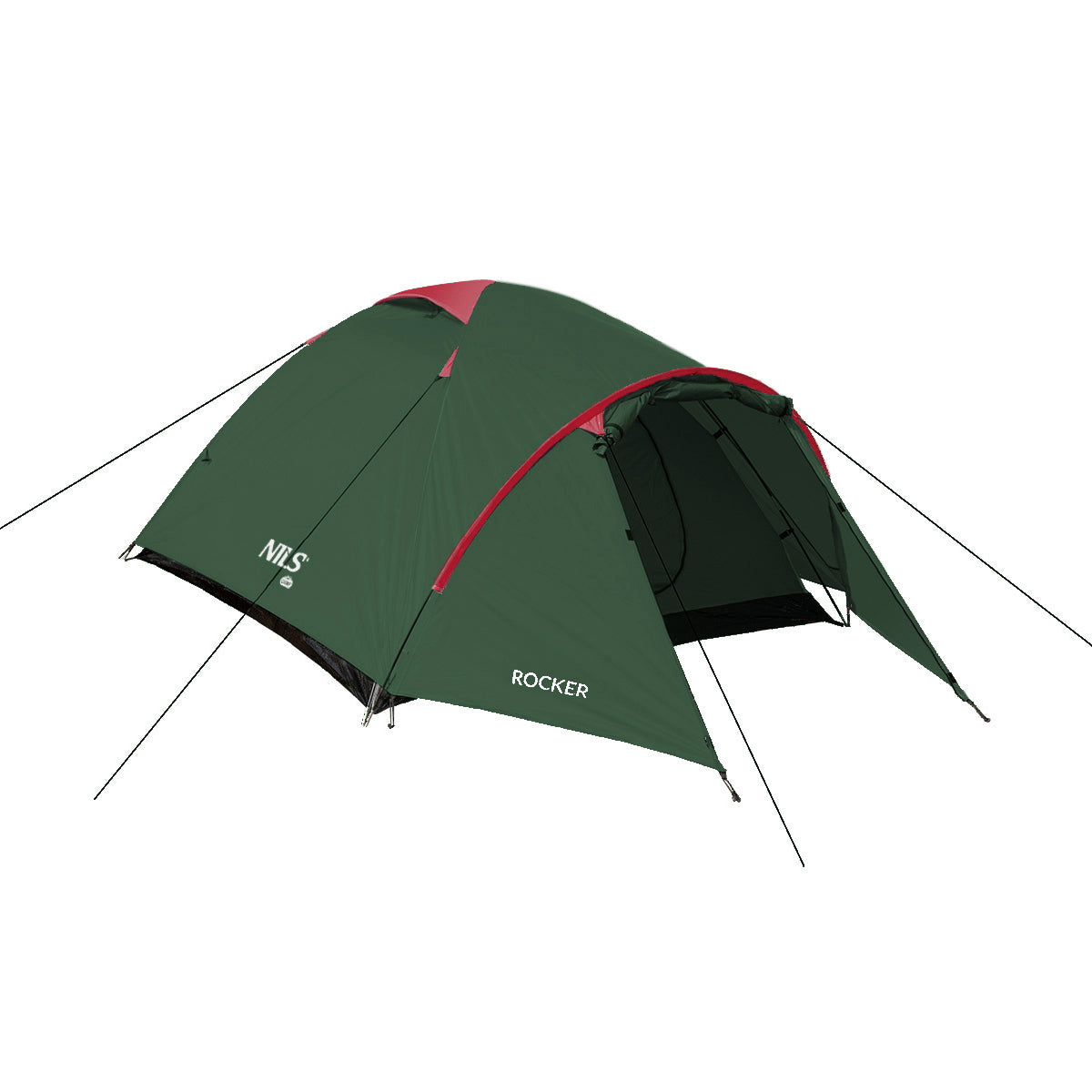 Zielono-czerwony namiot kempingowy rocker NC6013 Nils Camp