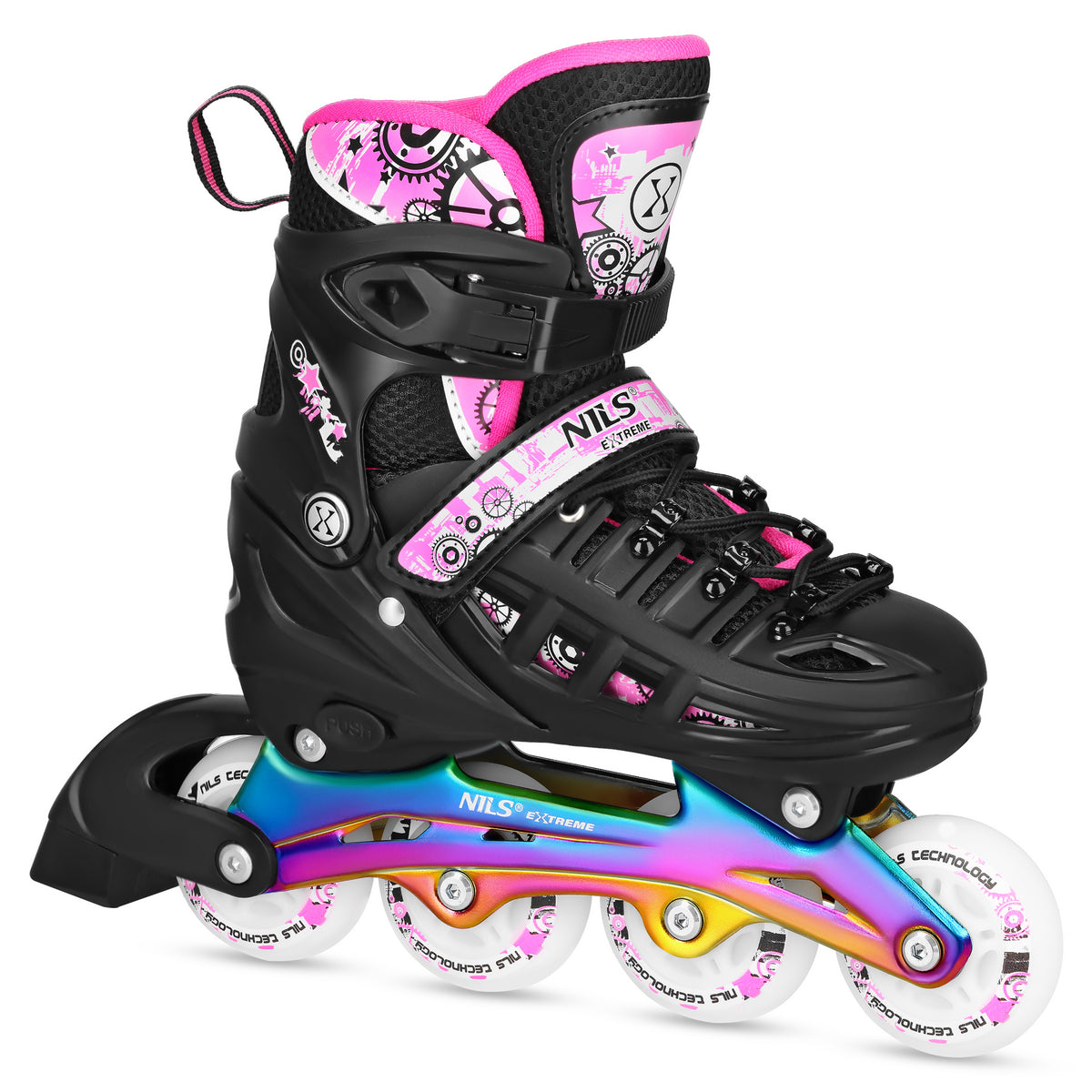 4w1 łyżworolki led różowe z wym. płozą hokejową rainbow rozm. s(31-34) NH10905 Nils Extreme