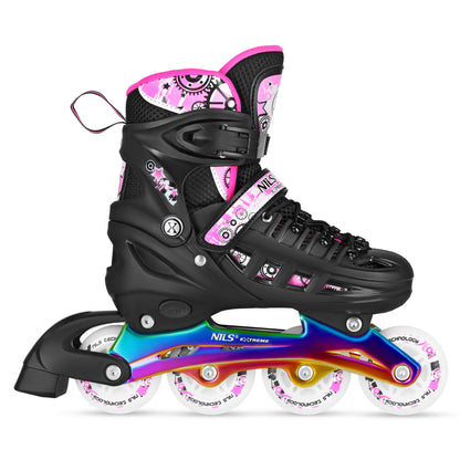 4w1 łyżworolki led różowe z wym. płozą hokejową rainbow rozm. s(31-34) NH10905 Nils Extreme