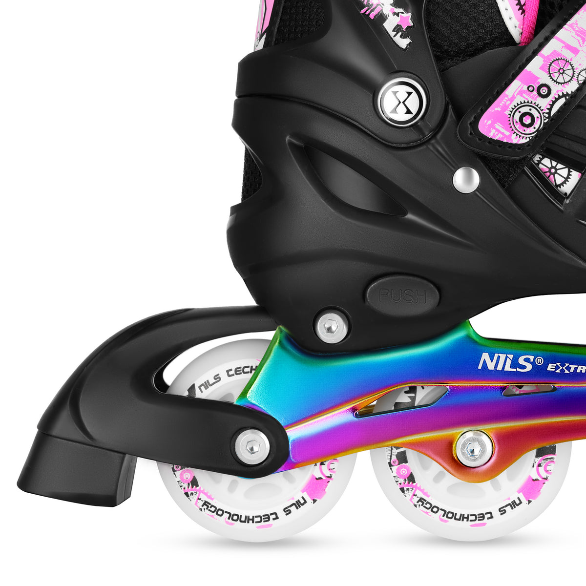 4w1 łyżworolki led różowe z wym. płozą hokejową rainbow rozm. s(31-34) NH10905 Nils Extreme
