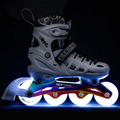 4w1 łyżworolki led białe z wym. płozą hokejową rainbow rozm. m(35-38) NH10905 Nils Extreme