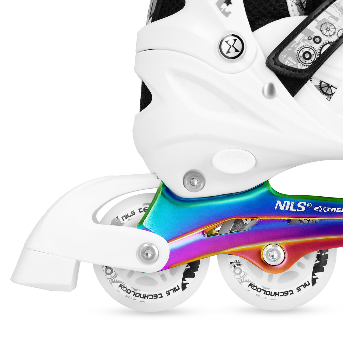 4w1 łyżworolki led białe z wym. płozą hokejową rainbow rozm. s(31-34) NH10905 Nils Extreme