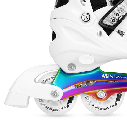 4w1 łyżworolki led białe z wym. płozą hokejową rainbow rozm. m(35-38) NH10905 Nils Extreme