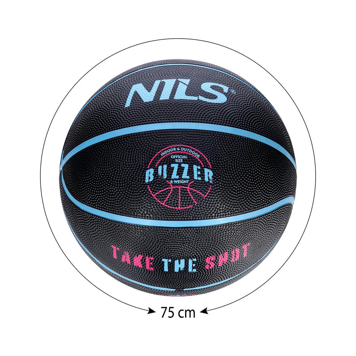 Piłka do koszykówki czarna buzzer 7 NPK271 Nils
