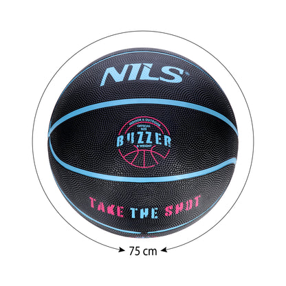 Piłka do koszykówki czarna buzzer 7 NPK271 Nils