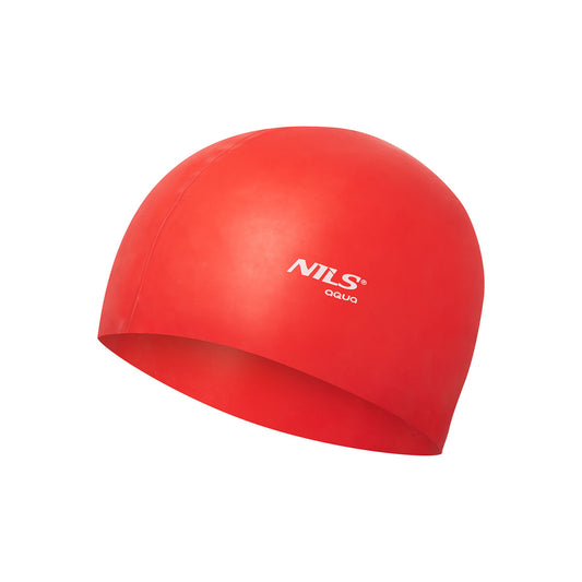Nqc jednokolorowy rd01 czerwony czepek silikonowy Nils Aqua