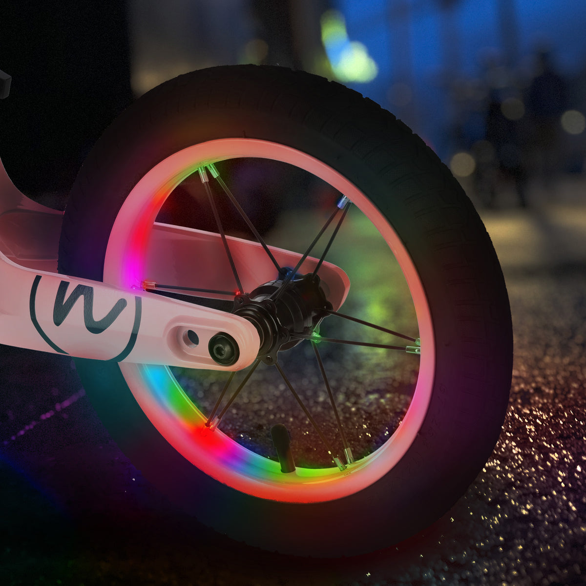 RB901 LED ROWEREK BIEGOWY KOŁA POMPOWANE 12'' RÓŻOWY NILS FUN