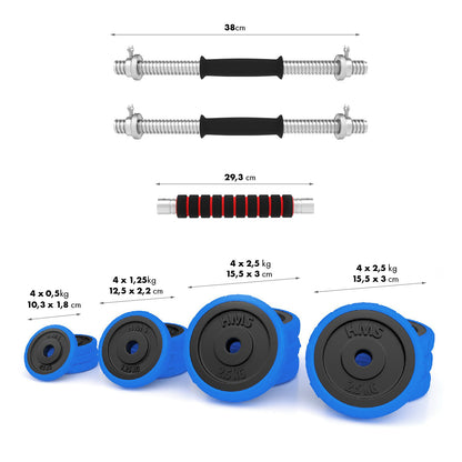 Bar sztangielki regulowane gumowane 30kg SGG30 Hms