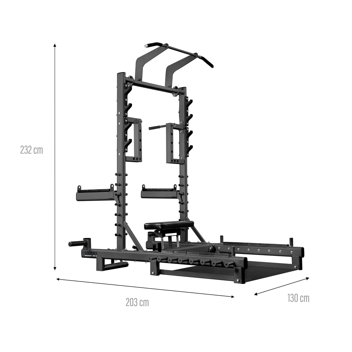 Stojak multifunkcyjny z platformą do podnoszenia ciężarów i hip thrust commercial SMP01 Hms